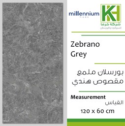 Picture of Indian Glossy porcelain tile 60x120 cm Zebrano Grey